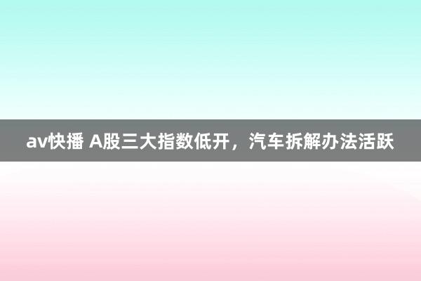 av快播 A股三大指数低开，汽车拆解办法活跃