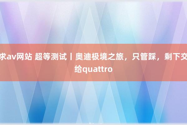 求av网站 超等测试丨奥迪极境之旅，只管踩，剩下交给quattro