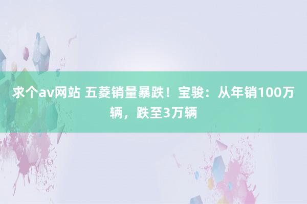 求个av网站 五菱销量暴跌！宝骏：从年销100万辆，跌至3万辆