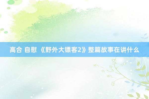 高合 自慰 《野外大镖客2》整篇故事在讲什么