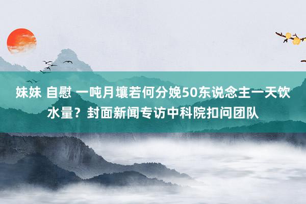 妹妹 自慰 一吨月壤若何分娩50东说念主一天饮水量？封面新闻专访中科院扣问团队