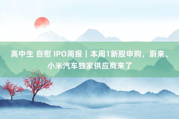 高中生 自慰 IPO周报｜本周1新股申购，蔚来、小米汽车独家供应商来了