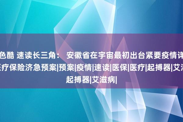 色酷 速读长三角： 安徽省在宇宙最初出台紧要疫情详细医疗保险济急预案|预案|疫情|速读|医保|医疗|起搏器|艾滋病|